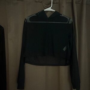 Hooded mesh crop top